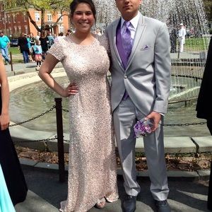 Adriana Papell Short Sleeve Prom Dress