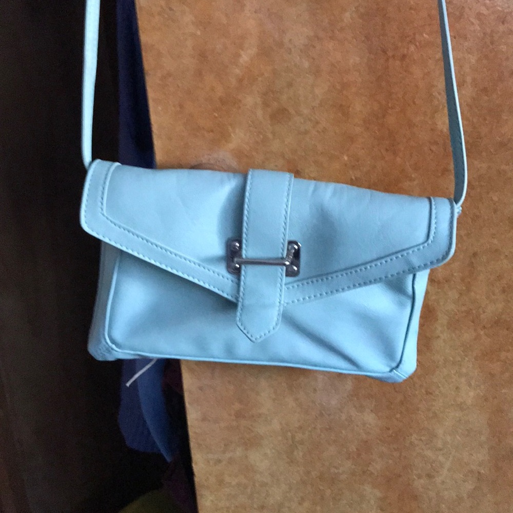 aldo light blue clutch