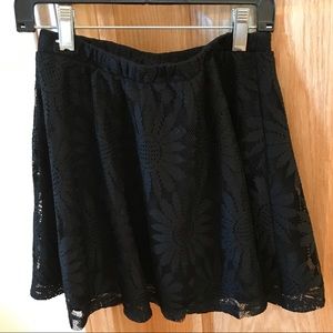 LA Hearts Floral Lace Overlay Black Skirt