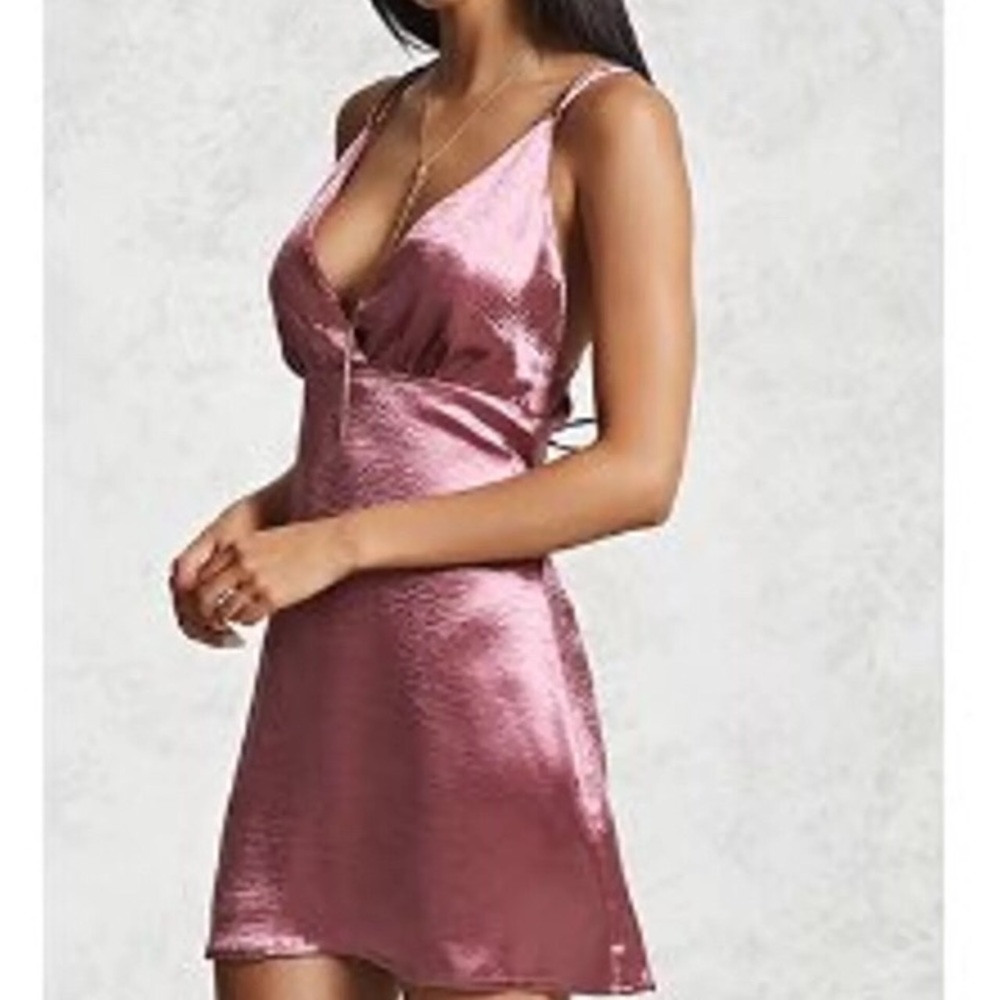 Dark pink satin mini dress