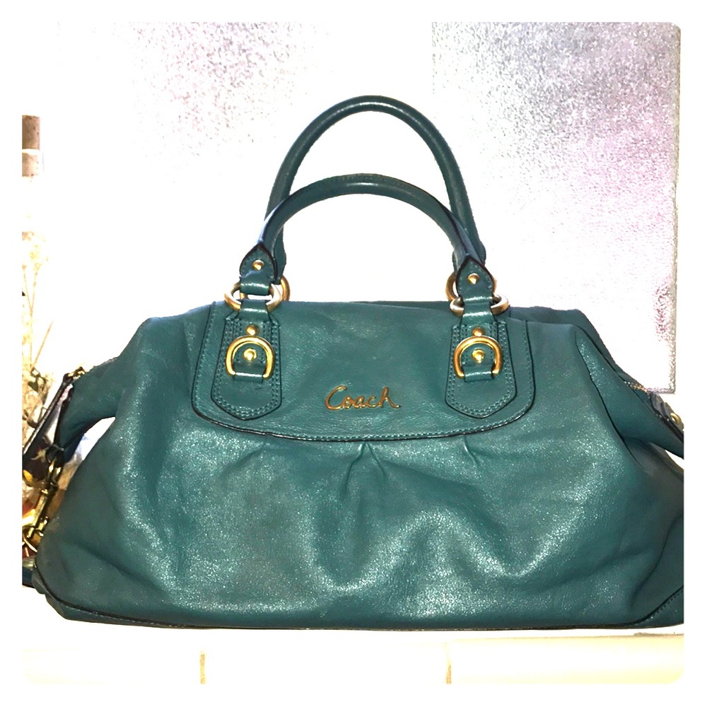 Leather Teal Coach Bag
