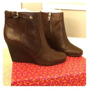 Tory Burch Brown Wedge Booties