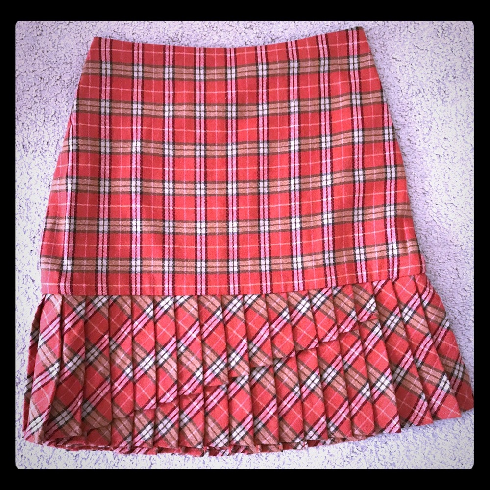 🎄Gorgeous Ann Taylor Plaid Wool Pleated Skirt 0