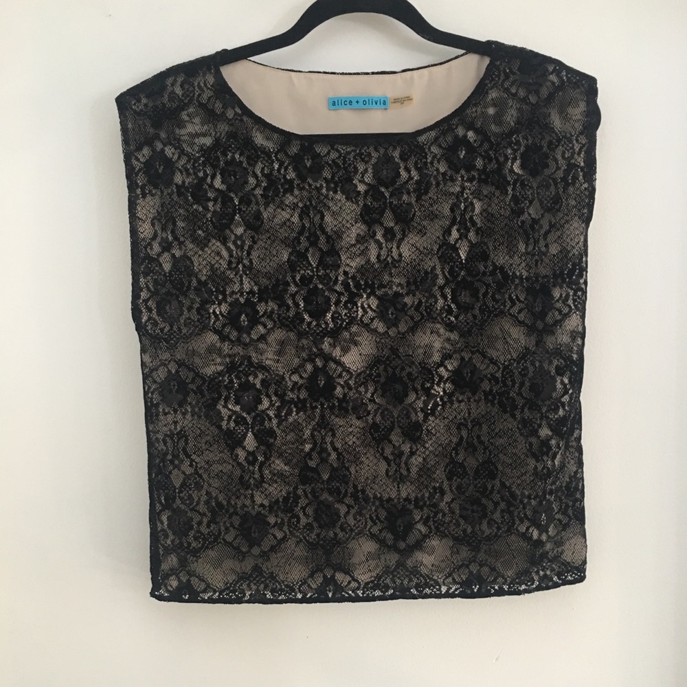 Alice + Olivia burn out velvet lace sleeveless top