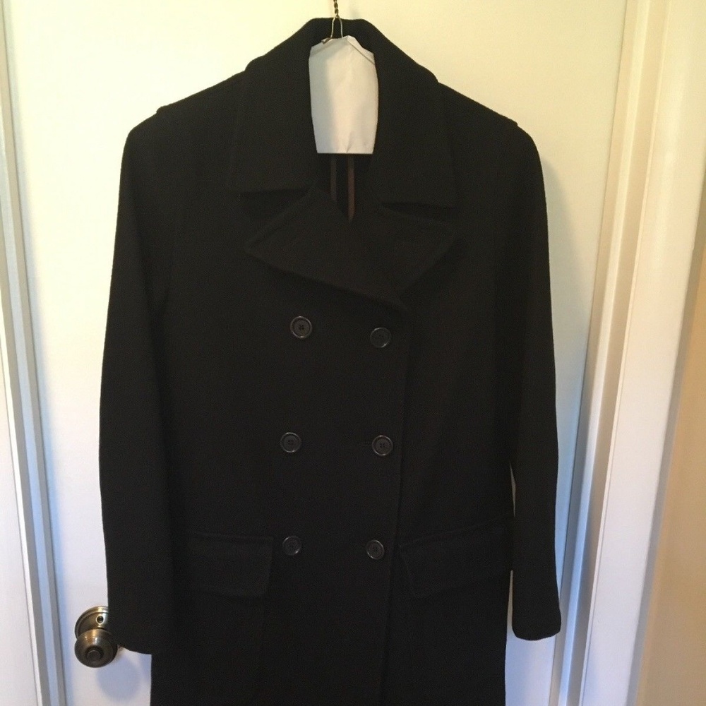 J. Crew Black Wool Trench Coat Overcoat Small S
