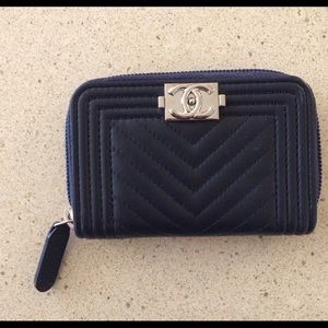 Chanel Coin Purse Dark Navy w/ Silver