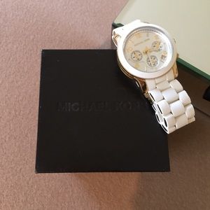 MICHAEL KORS two-tone white and gold watch