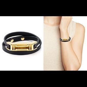 New Tory Burch Black Leather Wrap Around Bracelet