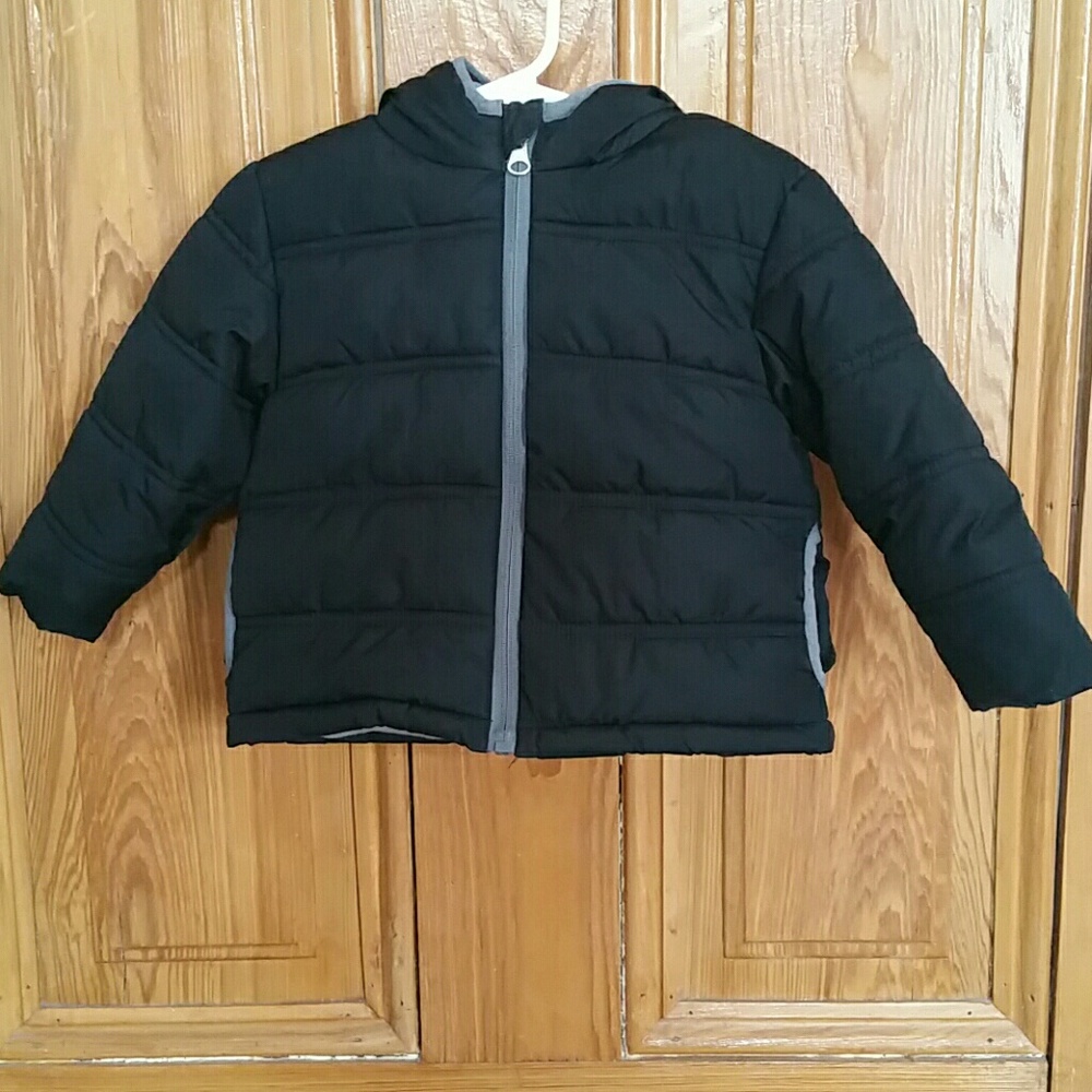Boys Black + Gray Trim Puffy Coat by Healthtex 12M