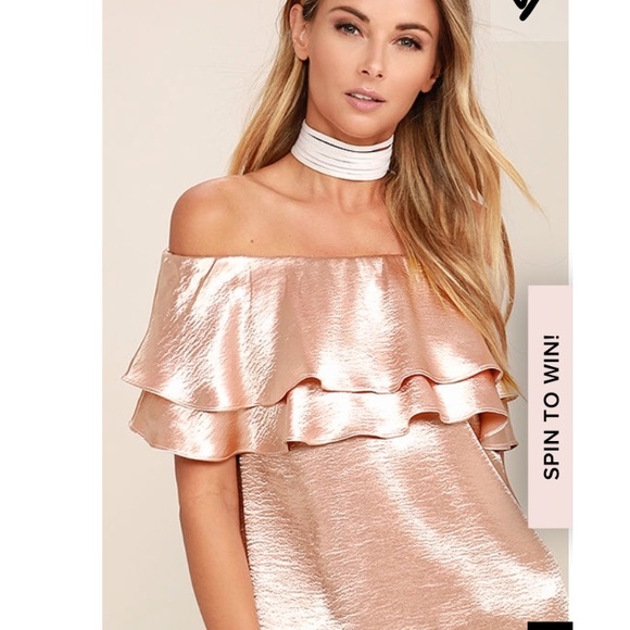 NWOT Blush pink silk off the shoulder top - Picture 3 of 3