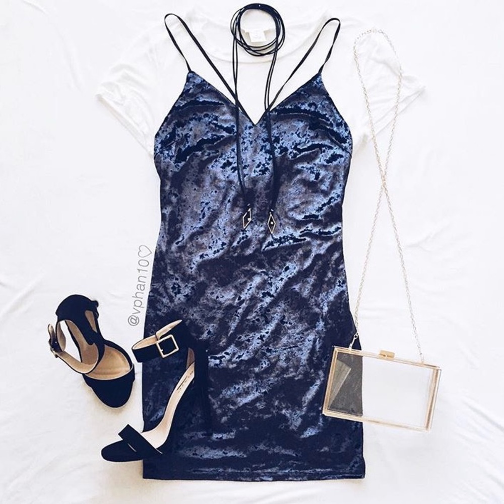 Blue Velvet Dress