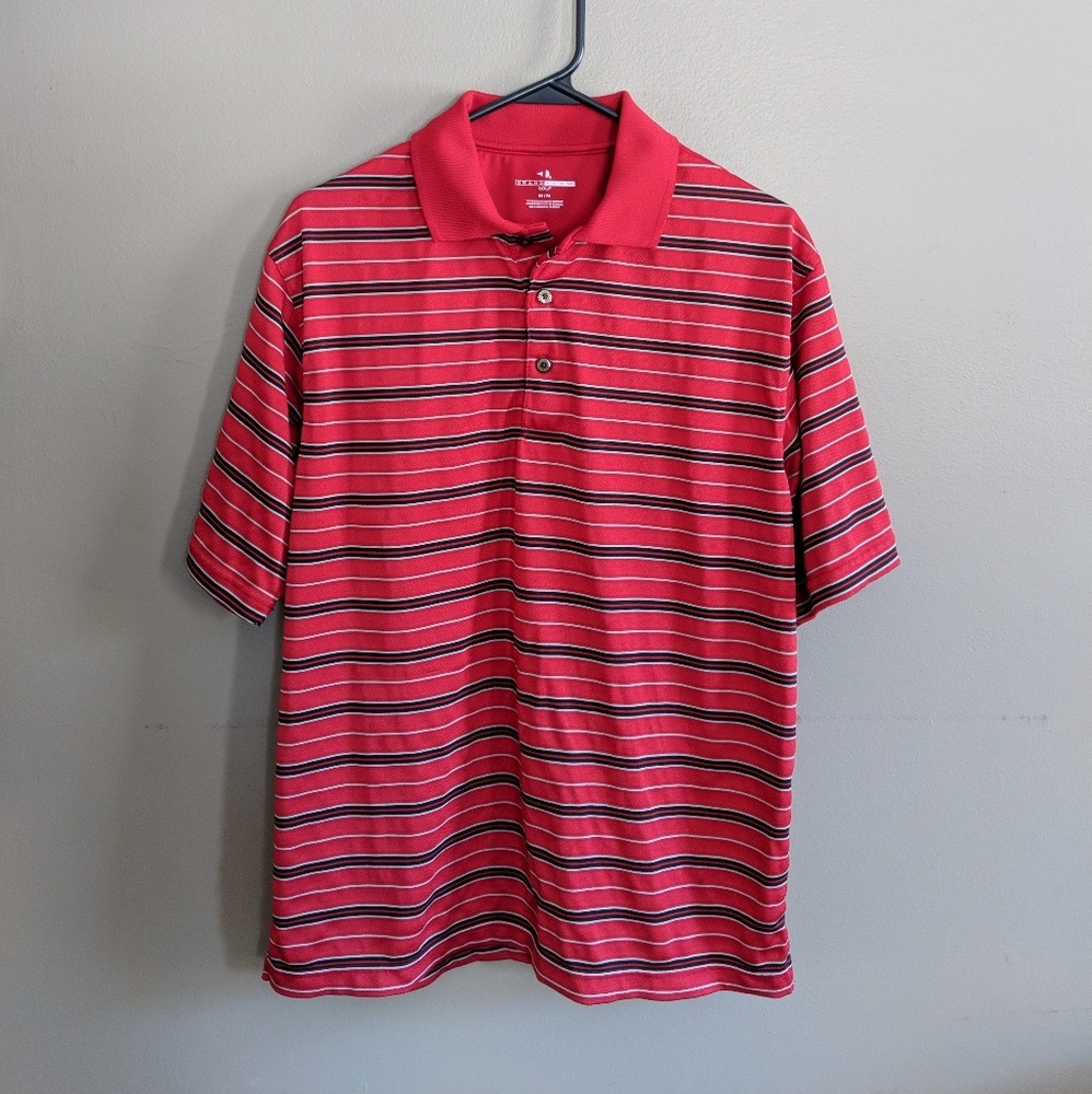 Striped Athletic Polo - Short Sleeve Golf Shirt
