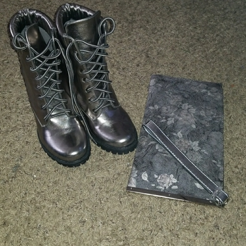 Metallic Grey combat boots