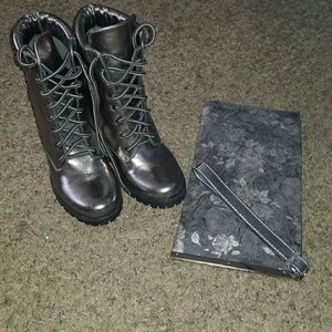 Metallic Grey combat boots