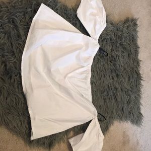 White off the shoulder tee
