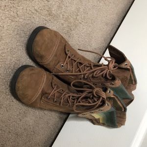 brown combat boots