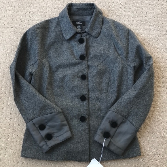 NWOT Body by Victoria Gray Wool peplum jacket sz 6 - Picture 8 of 8