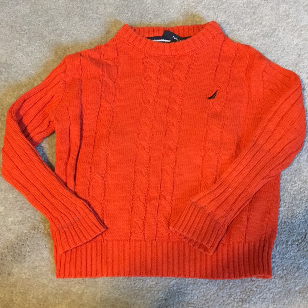 Nautica orange cable knit sweater.