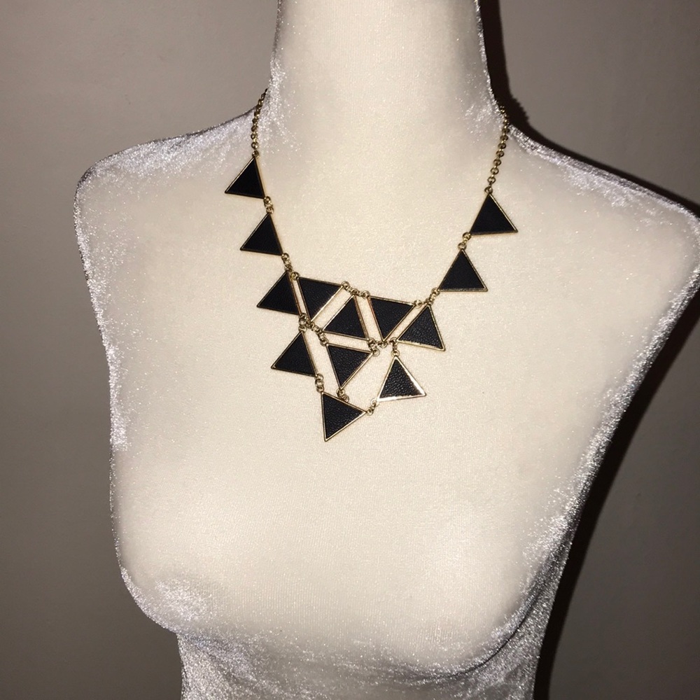 Black and Gold Geometric triangle Necklace