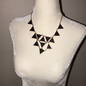 Black and Gold Geometric triangle Necklace