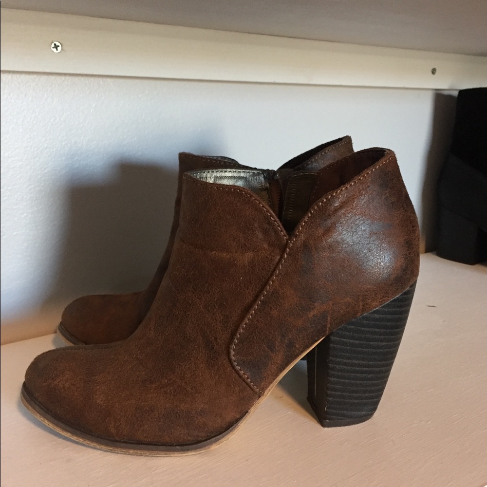 Brown booties. Lightly worn.