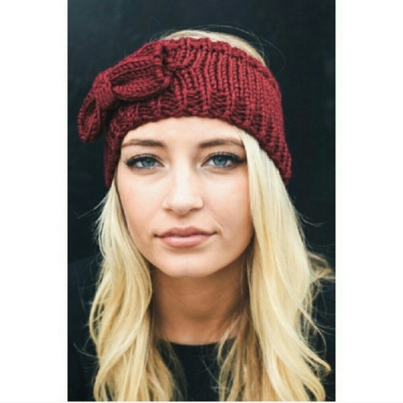 🆕️ Burgundy Knit Bow Headband - Picture 2 of 6