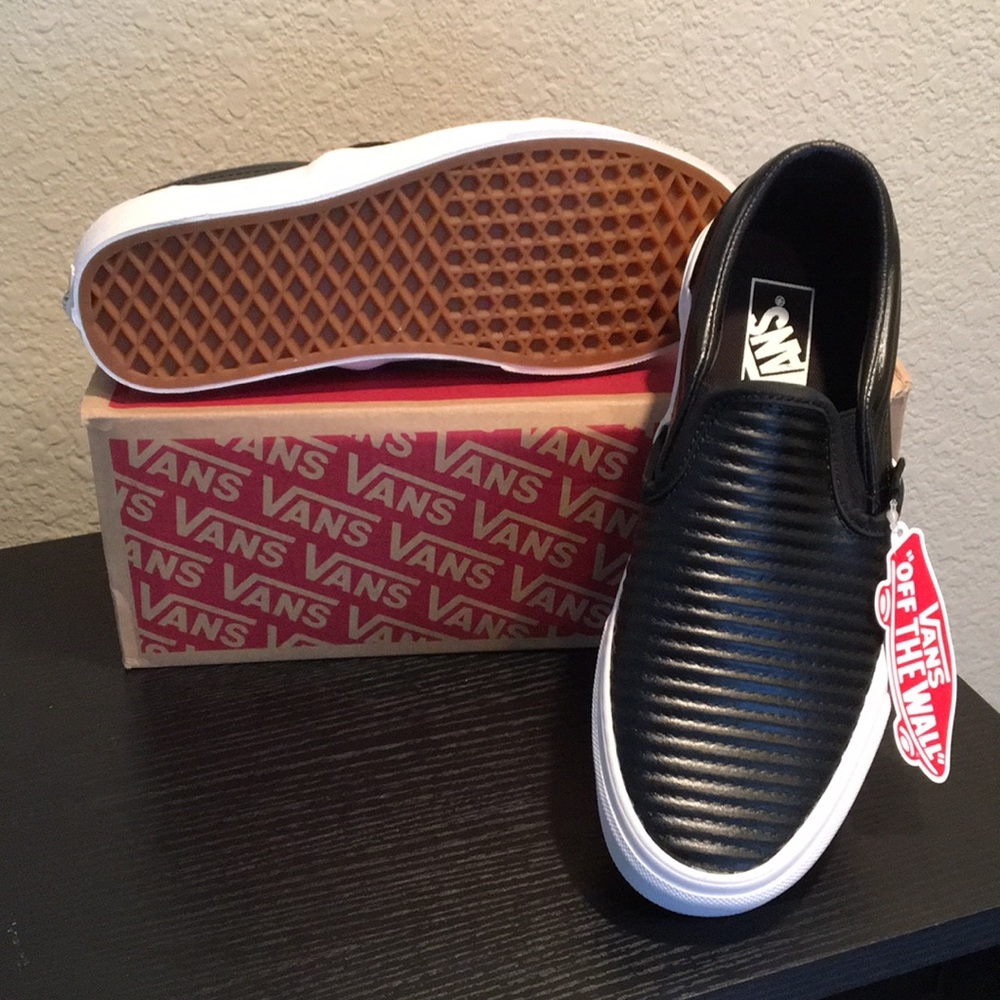 Vans Classic Slip On Moto Leather Black - Picture 4 of 5