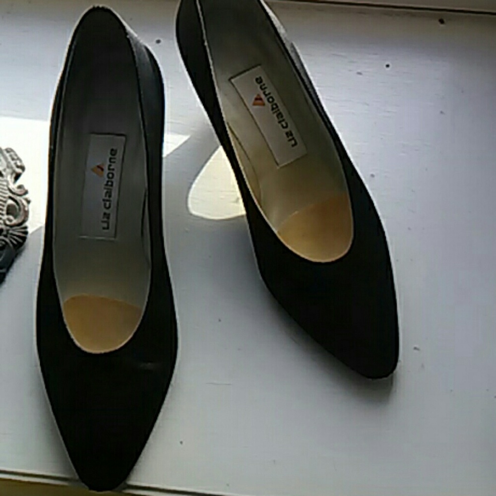 Black satin pumps, liz Claiborne, size 7.5M