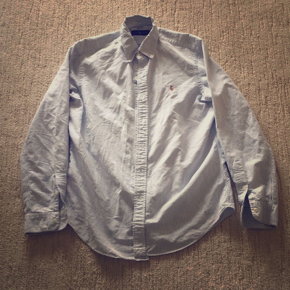 Ralph Lauren Blue/White Striped Button Down