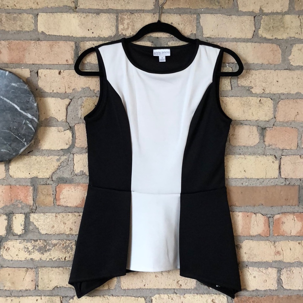 Black and white peplum top