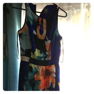 Floral dress long dark blue