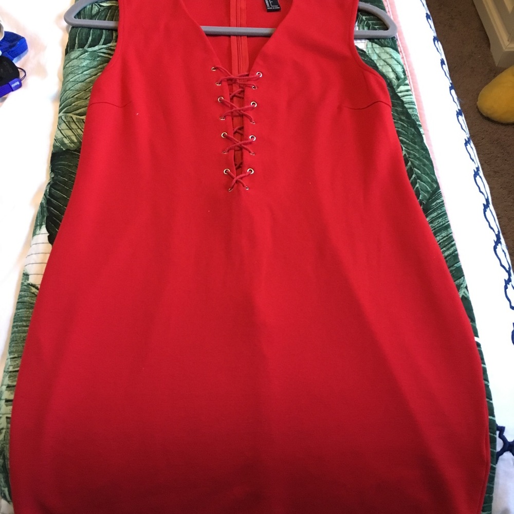 Forever 21 red lace up dress, size Large