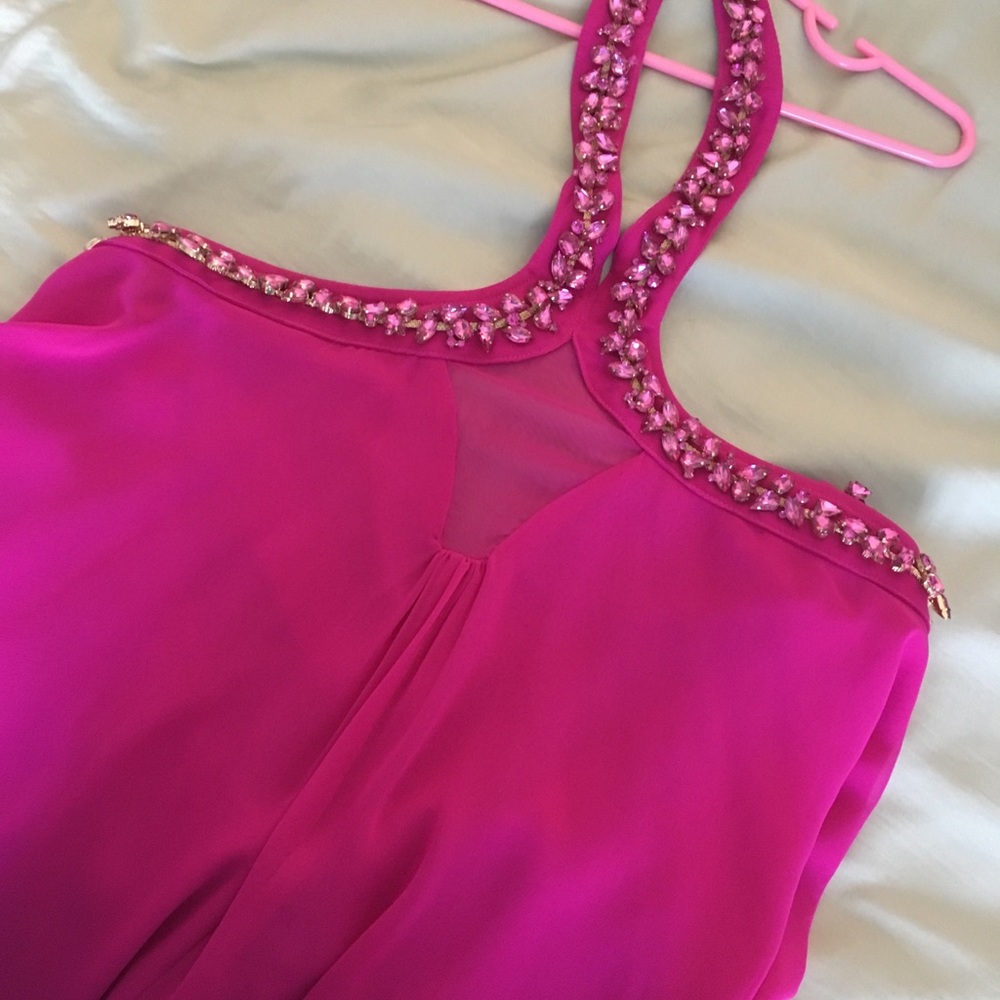 Babydoll cocktail hot pink dress chiffon