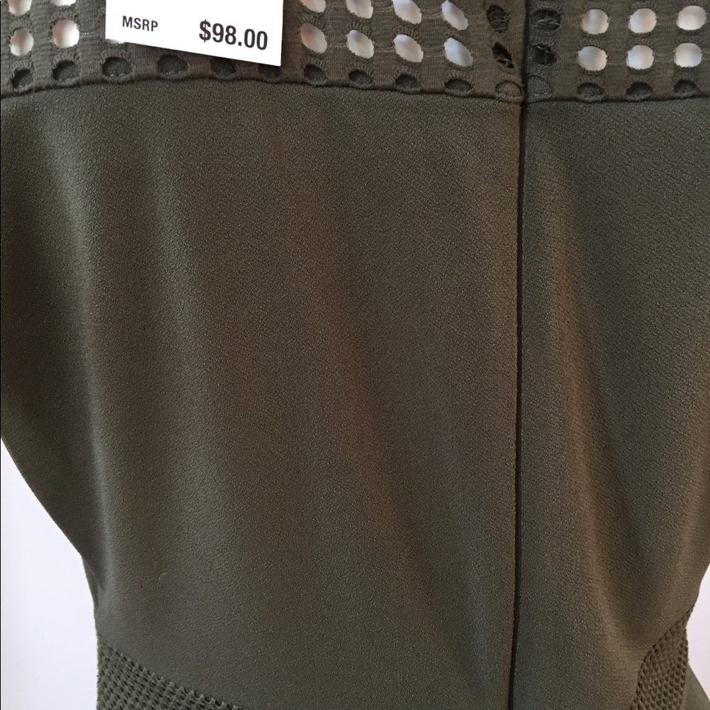 NWT MICHAEL KORS NAVY GREEN DRESS W/ lace like hem - Picture 7 of 7