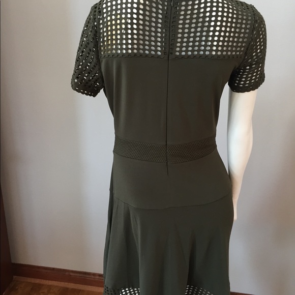 NWT MICHAEL KORS NAVY GREEN DRESS W/ lace like hem - Picture 6 of 7