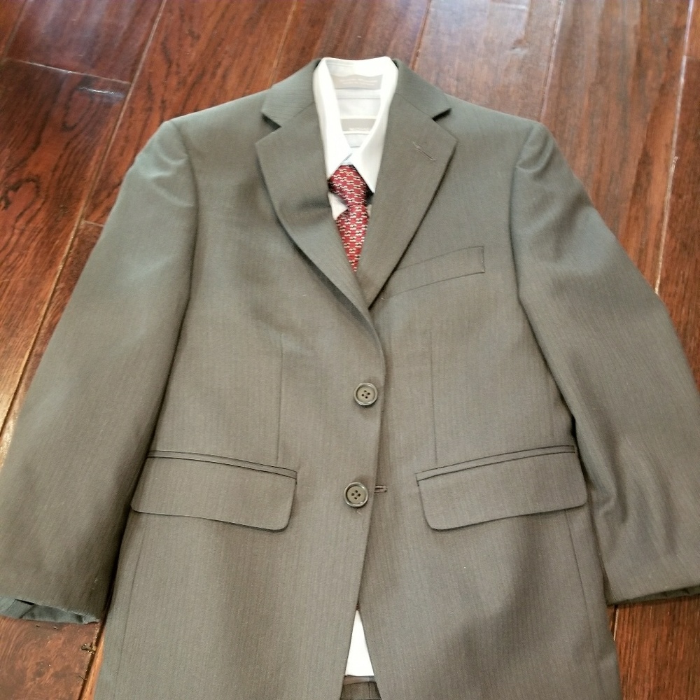 Suit jacket and pants, blue dress shirt and tie