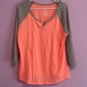Grey and peach long sleeve shirt