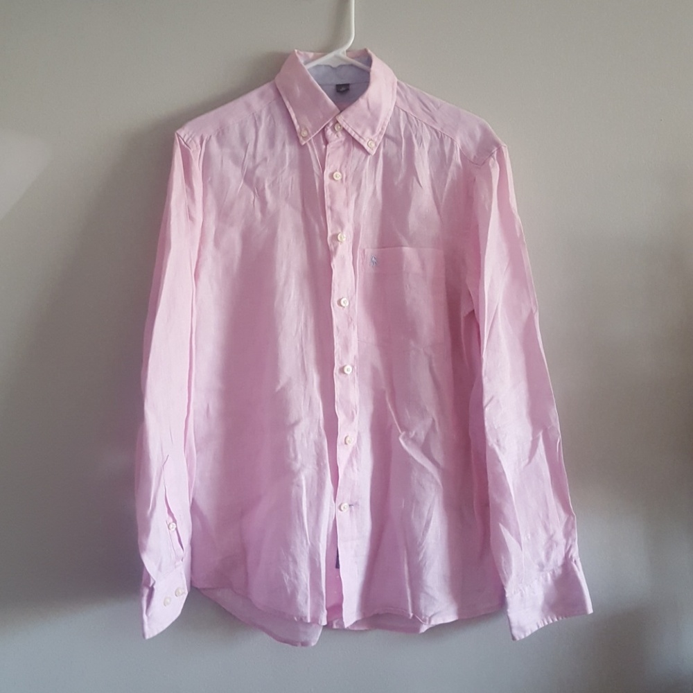 Zodiac3 Mens 100% Linen Baby Pink Shirt