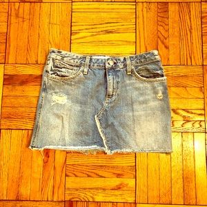 Paper denim & cloth distressed jean skirt