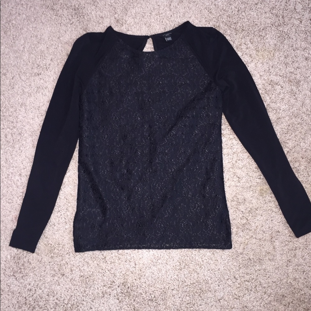 Ann Taylor Black Patterned Long-sleeve Shirt