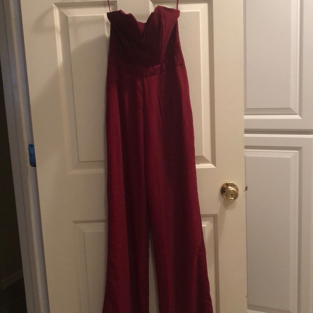 Burgundy pants suit