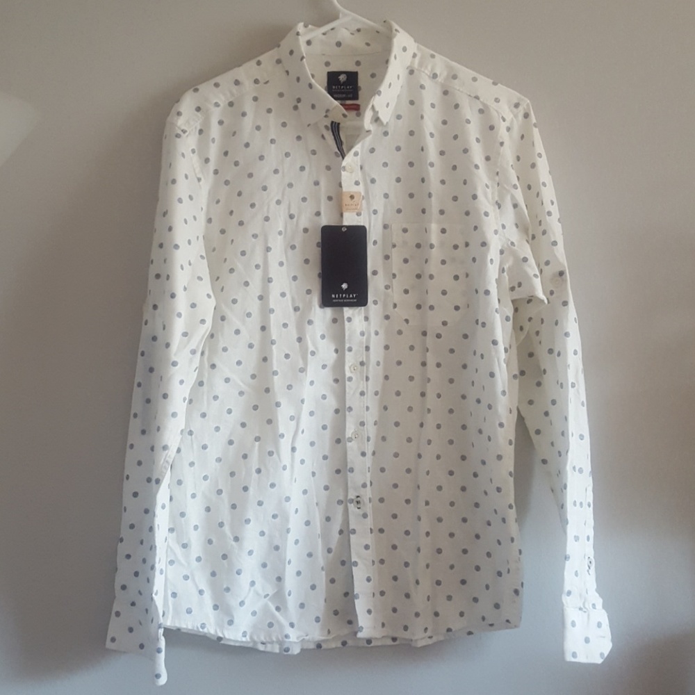 New Netplay Cotton/Linen Mens Polka Casual Shirt