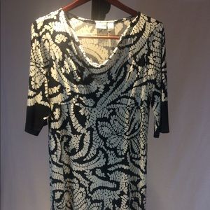 {Chico’s} Size 2 Blk&Cream cowl neck dress