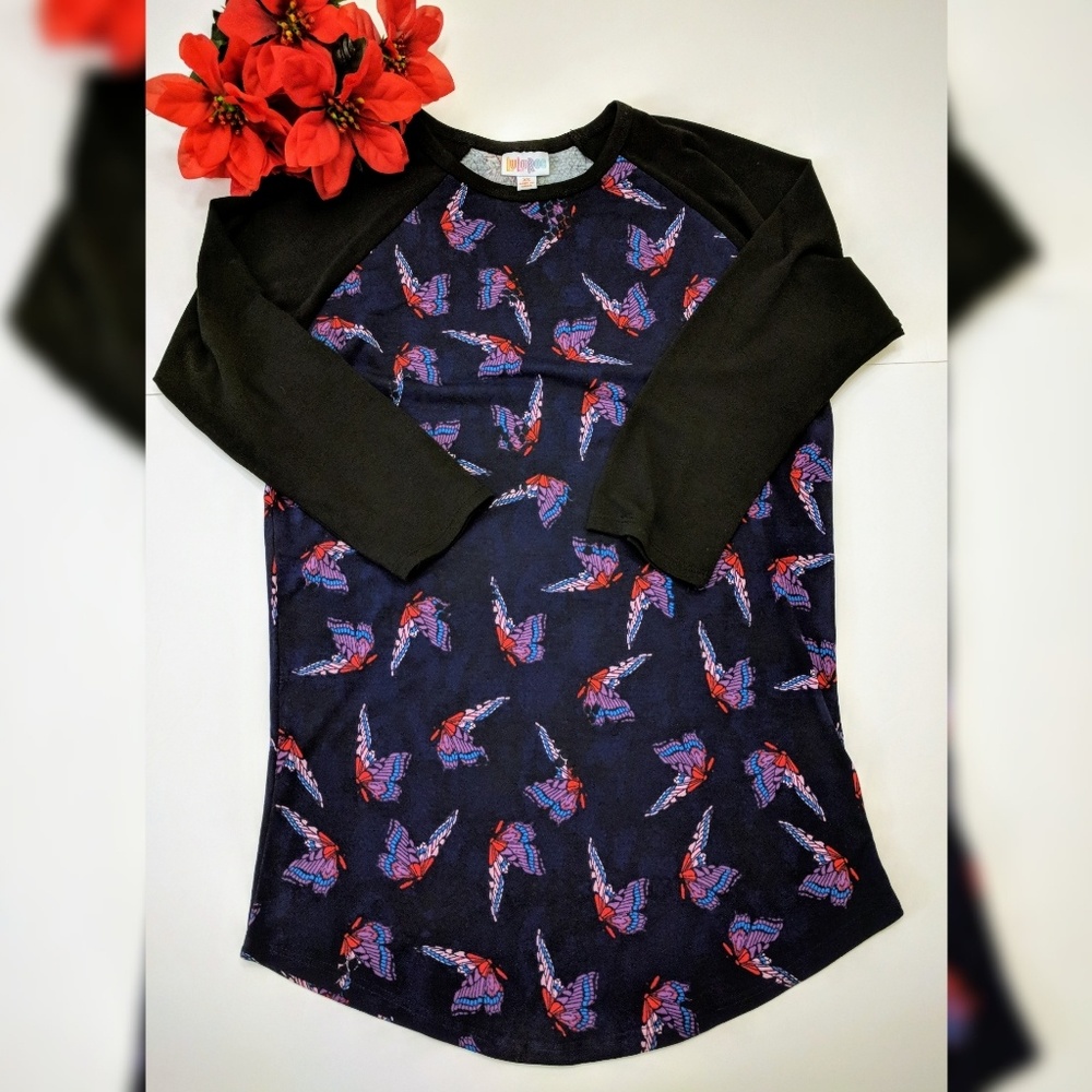 LuLaRoe 3/4 sleeve shirt butterfly print
