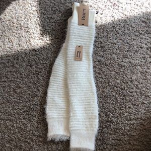 NEW knee high fuzzy white socks
