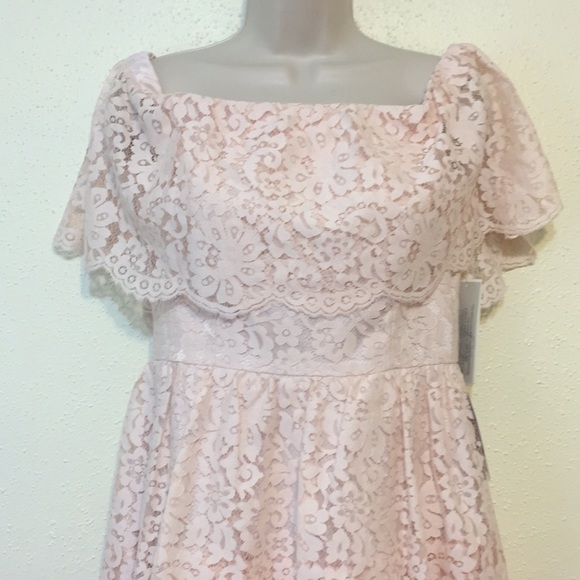 X SOLD X Eliza J Blush Off Shoulder Lace Dress - Picture 4 of 8