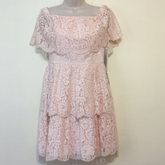 X SOLD X Eliza J Blush Off Shoulder Lace Dress - Picture 5 of 8