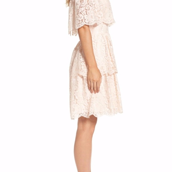X SOLD X Eliza J Blush Off Shoulder Lace Dress - Picture 3 of 8