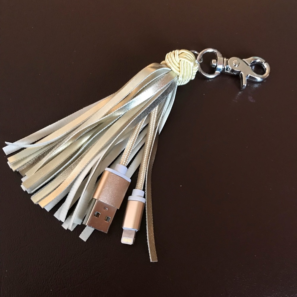 Pretty pocketbook tassel charger for apple iPhone