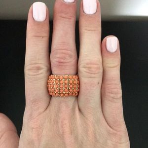 Coral Stretch Beaded Ring